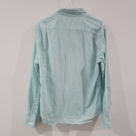 J Crew Mens Button Up Shirt Size Medium Linen Striped Beach Business Casual - Picture 2 of 8